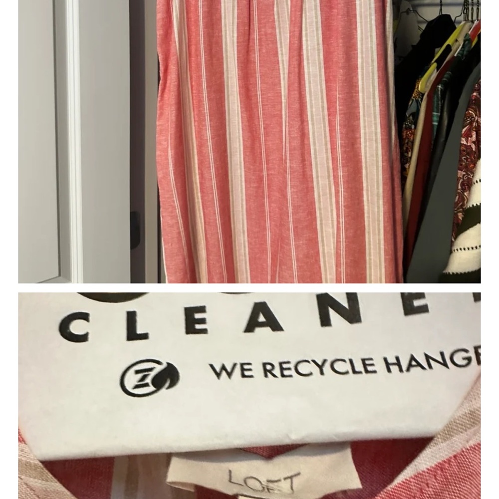 LOFT Coral and Cream Striped Dress